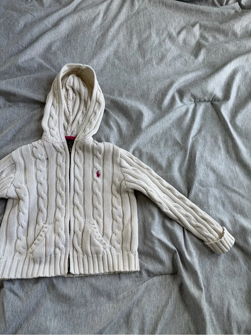 Ralph Lauren Cable Knit Cotton Jacket Cardian Girls 24 Months Cream Sweater